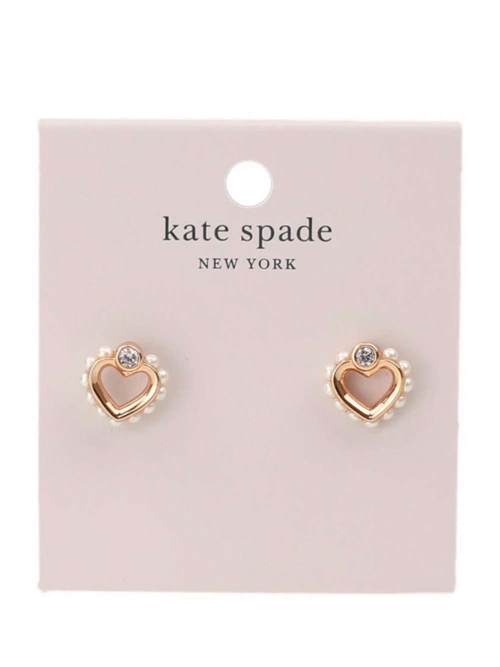 NWOT Kate Spade Women’s Gold Hearts shining spade and Pearl Studs